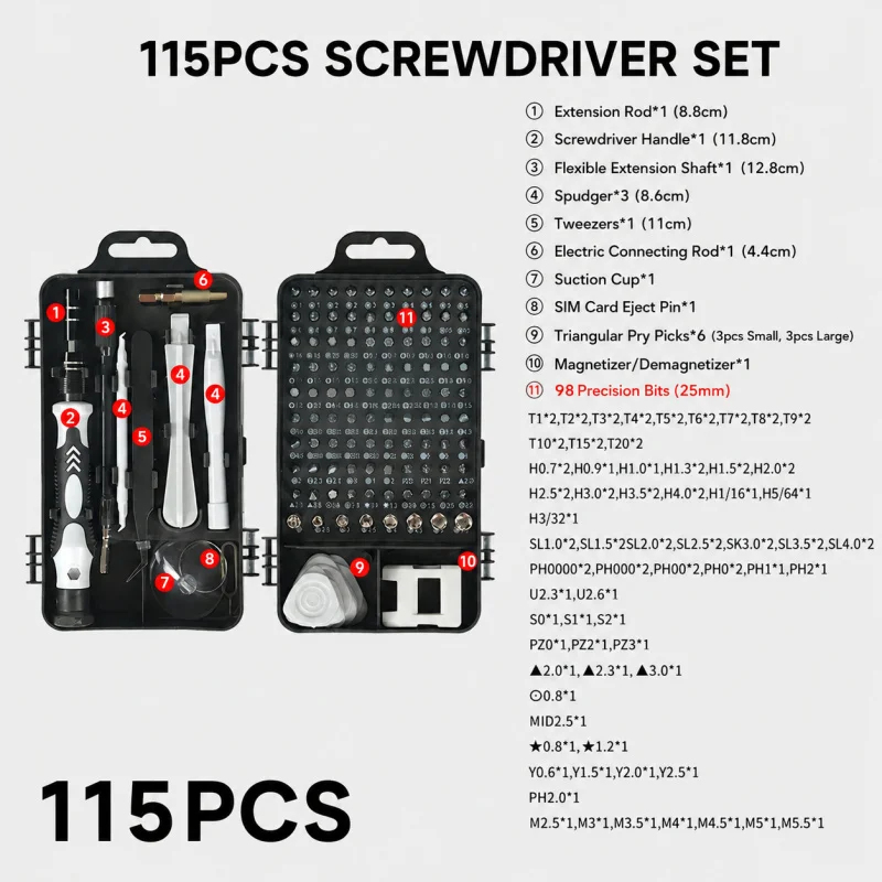 Portable 115in1 Magnetic Screw - đánh giá và giá Electronics Repair Business